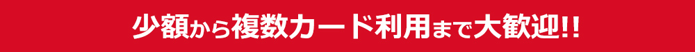 少額から複数カード利用まで大歓迎!!