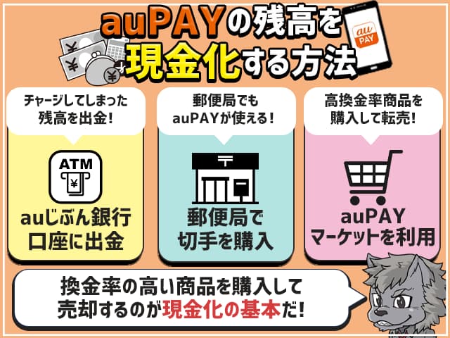 auPAYの残高を現金化する方法