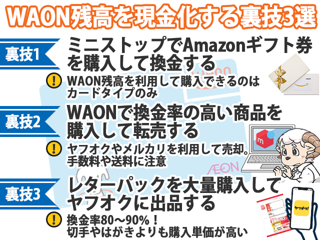 WAON残高を現金化する裏技3選