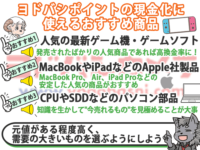 ヨドバシポイント現金化に使えるおすすめ商品