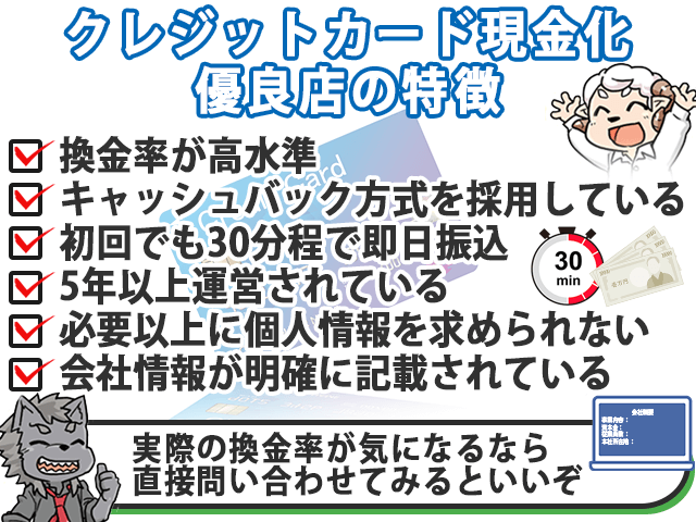 クレジットカード現金化優良店の特徴