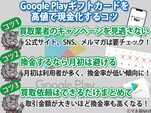 Google Playギフトカードを高値で現金化するコツ