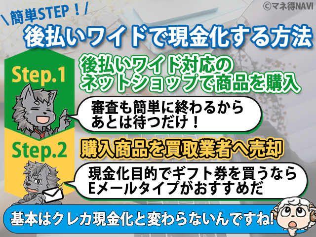 後払いワイドで現金化する方法