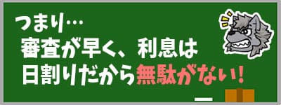 審査が早く利息は日割りだから無駄がない