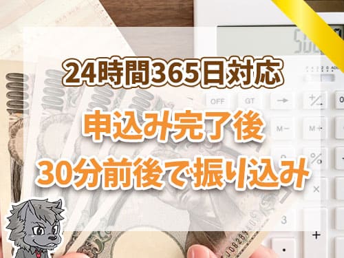 申込み完了後　30分前後で振込み