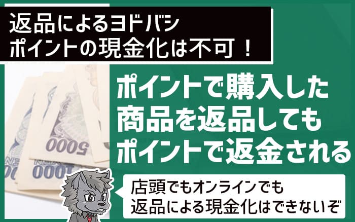 返品によるヨドバシポイントの現金化は不可