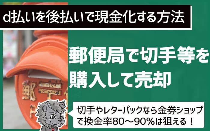 d払いを後払いで現金化する方法②郵便局で切手やレターパックを買って売却