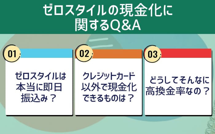 ゼロスタイルの現金化に関するQ&A