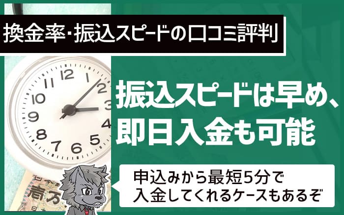 ゼロスタイルの換金率・振込スピードの口コミ評判