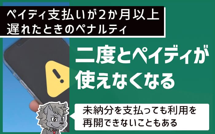 ペイディ支払いが2か月以上遅れたときのペナルティ 二度とペイディが使えなくなる