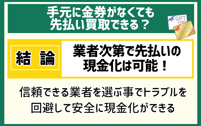 手元に金券がなくても先払い買取で現金化する方法